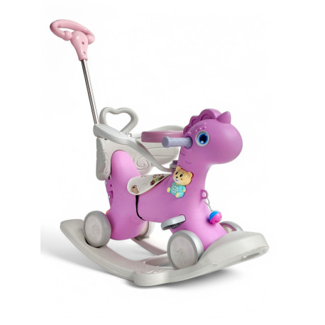 Каталка-гойдалка 3в1 з батьківською ручкою Pony Ride Коник 811